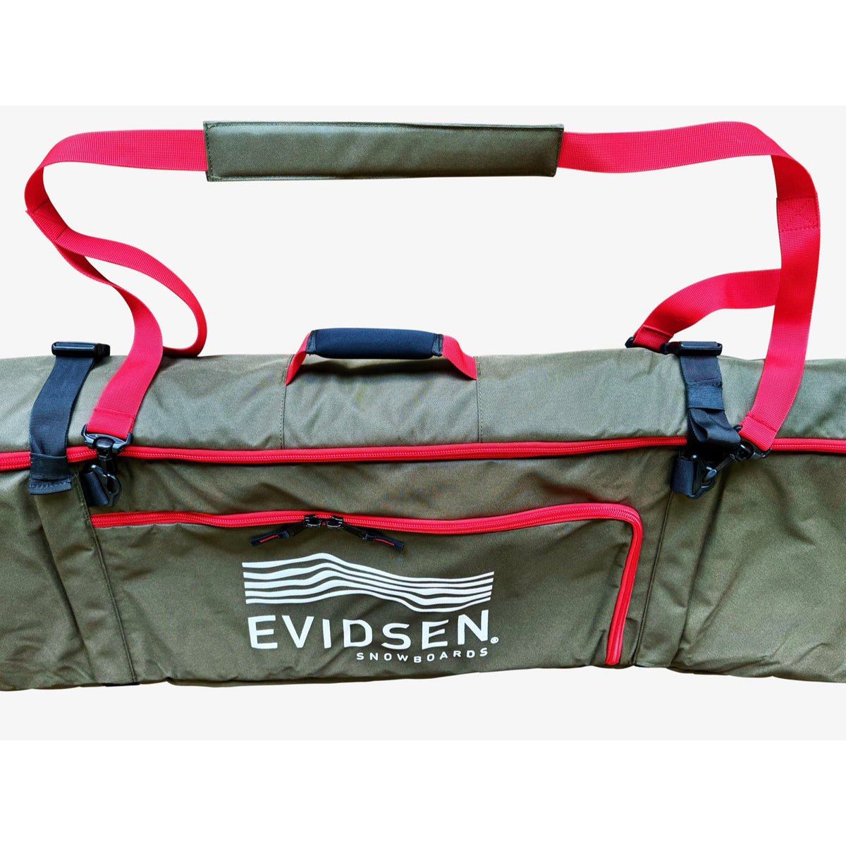 EVIDSEN - TROMSØ Travel Snowboard Bag Wheeled - Khaki / Red LTD