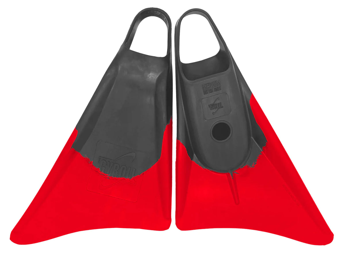 GYROLL - Palmes de Bodysurf et Bodyboard - Charcoal / Red