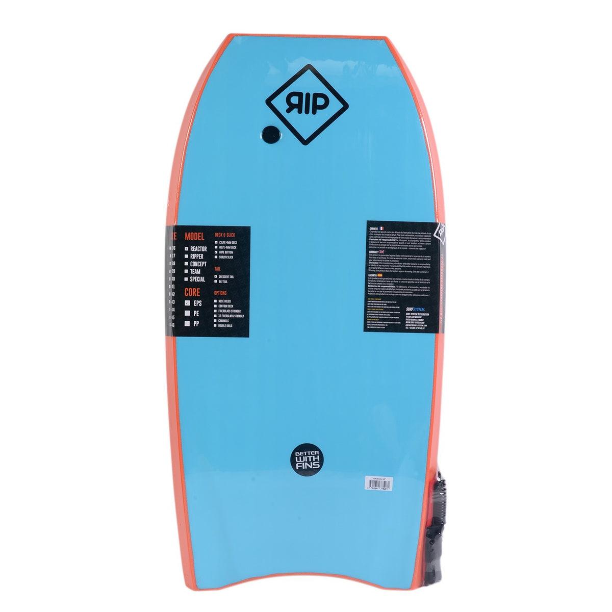 RIP Bodyboard - Ripper Stringer con leash (EPS) - Naranja / Azul