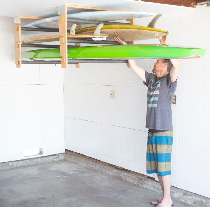Support plafond modulable CORSURF - Roll Rack Wood Shortboards, Longboards, SUP
