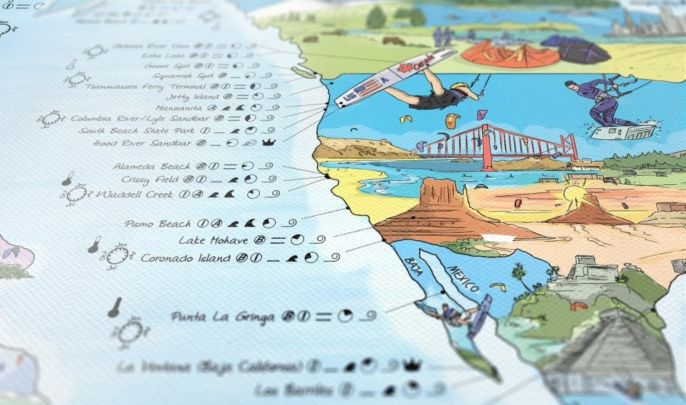 Awesome Map - Poster Carte du monde - Kitesurf Re-writable