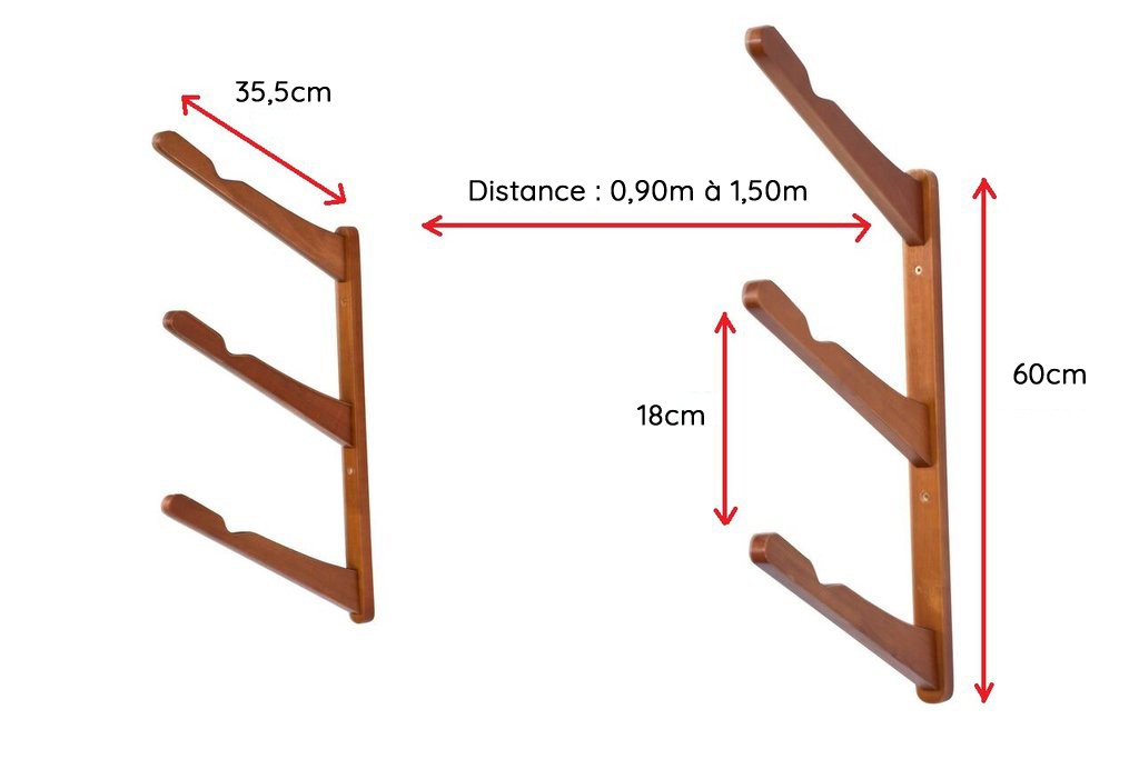 Support mural CORSURF - Multi Rack 3 Boards - Dark Wood