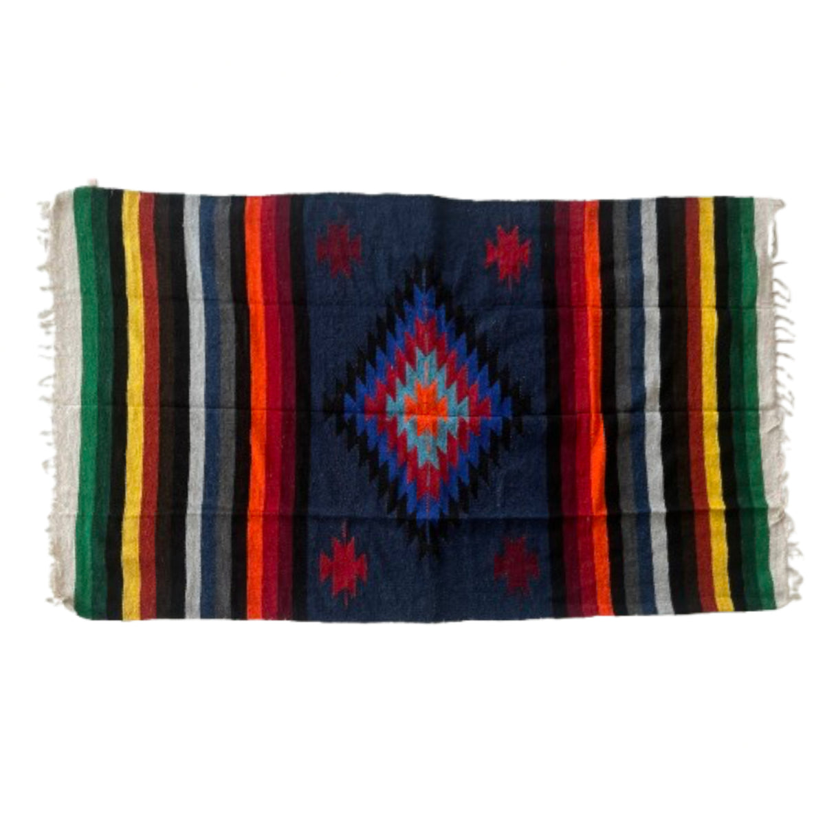 Woodstockshop - Plaid Mexicain à motifs - Bleu marine