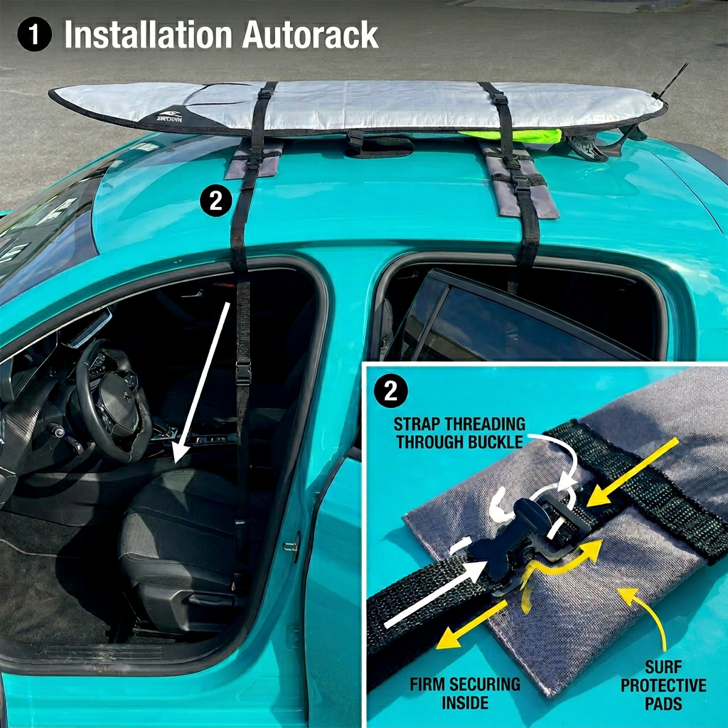 SURF SYSTEM Auto Racks Larges  - Galleries de toit mousse (Surf, SUP, Longboard, Kayak)