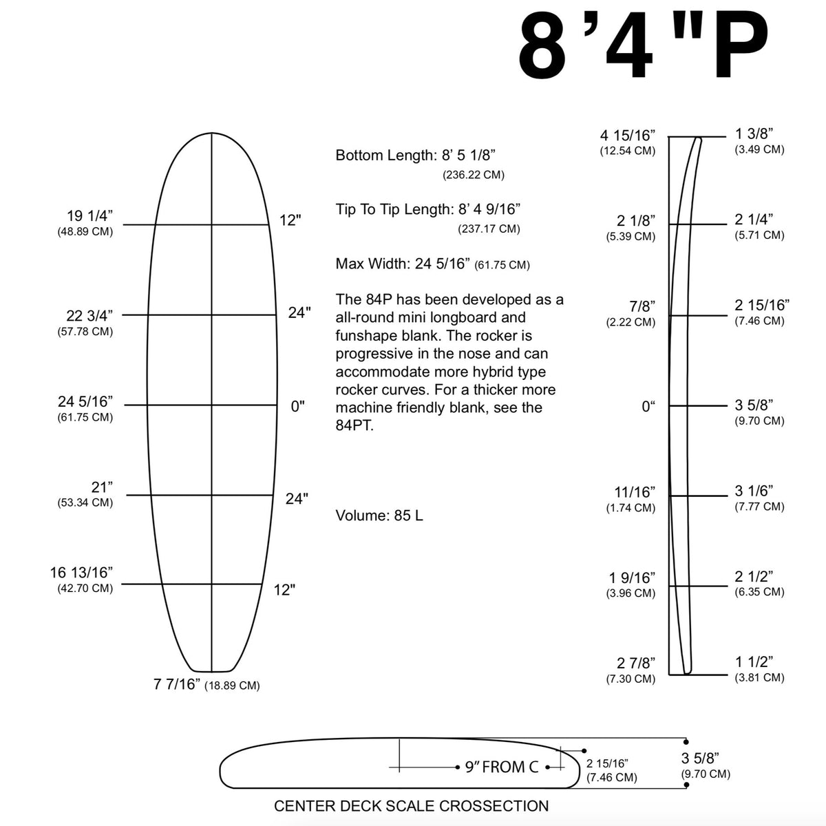 Pain de mousse MILLENNIUM - 8'4" P MoB YELLOW 3/16 Basswood - NATURAL rocker