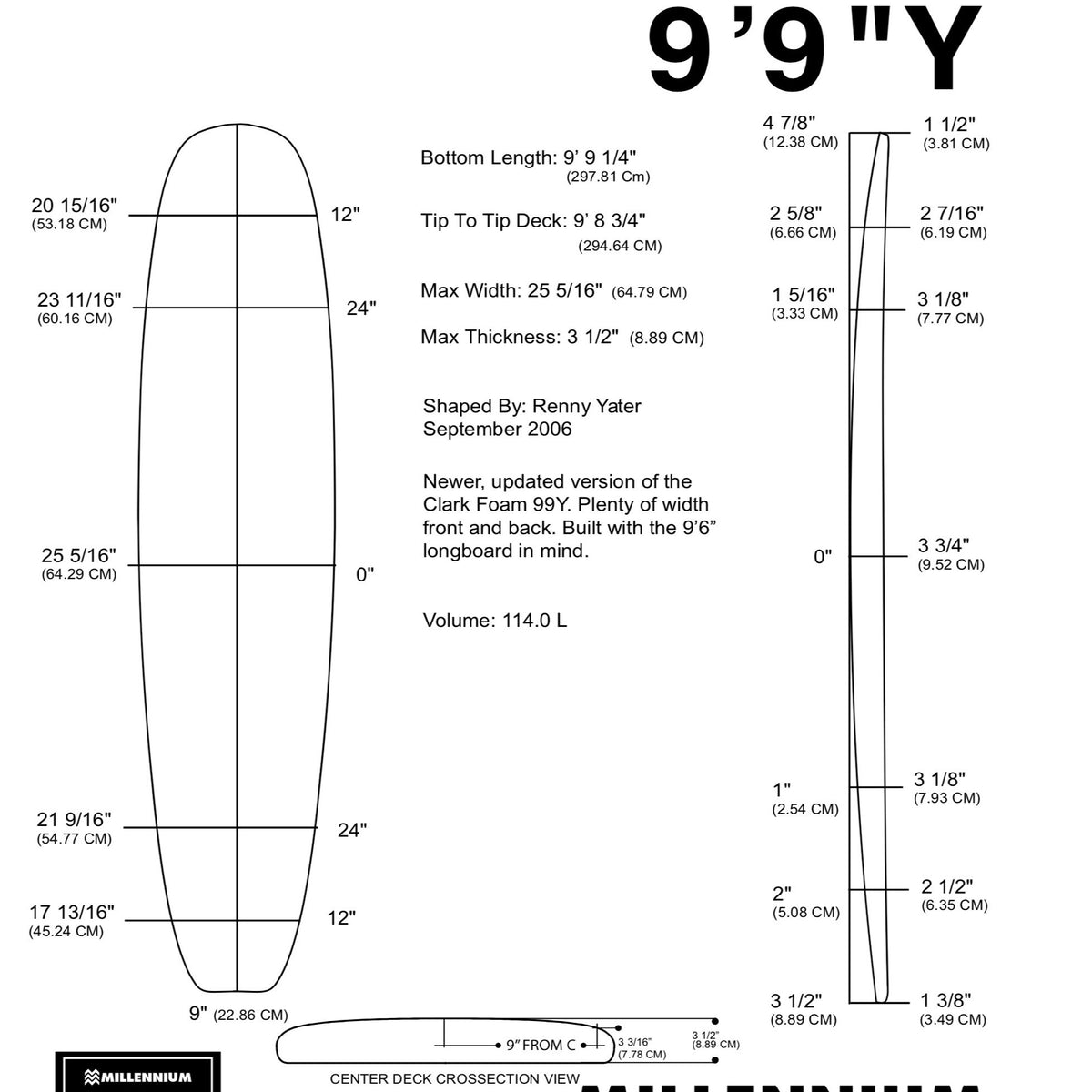 Barra de espuma MILLENNIUM - 9'9" Y 1/4" CEDAR