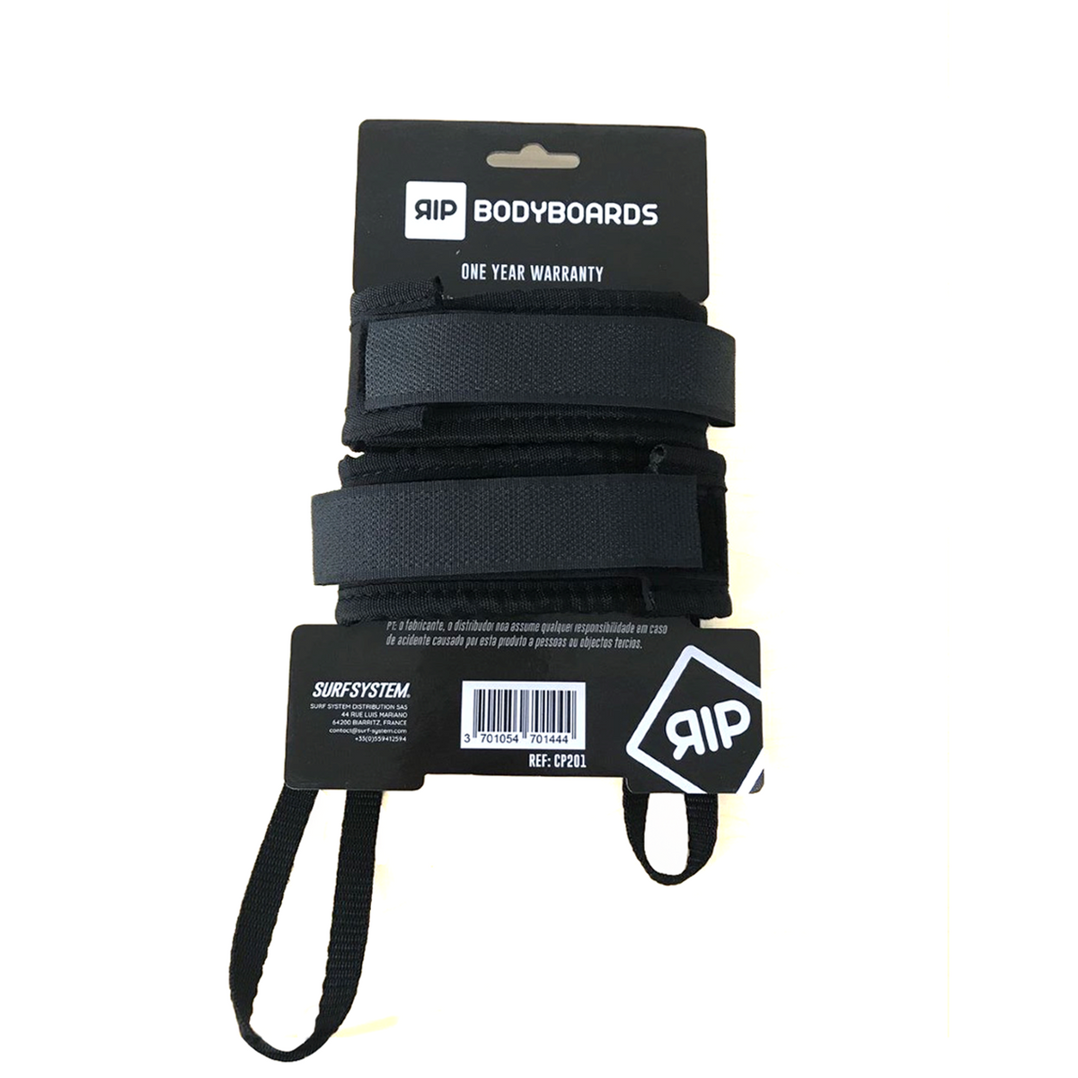 RIP Bodyboard - Paire de Leash Palmes - Fin Savers Black