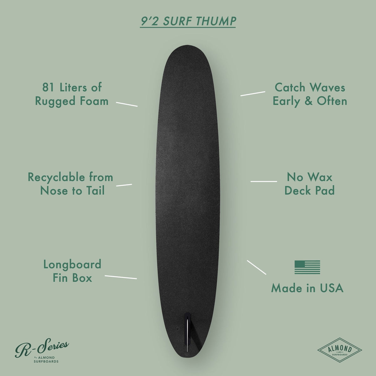 ALMOND R-Series - Surf Thump 9'2 - Black