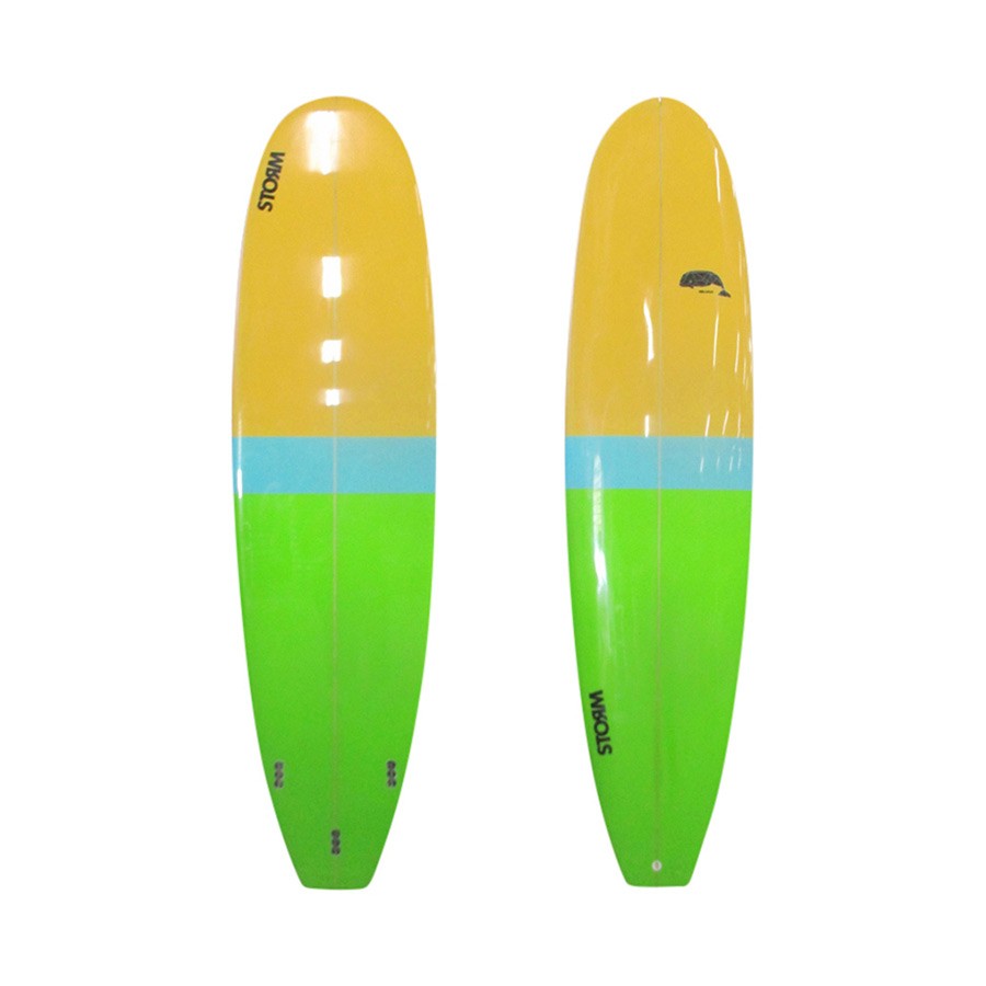 STORM Surfboard - Mini Malibu - 7'2 - Beluga - Naranja / Verde