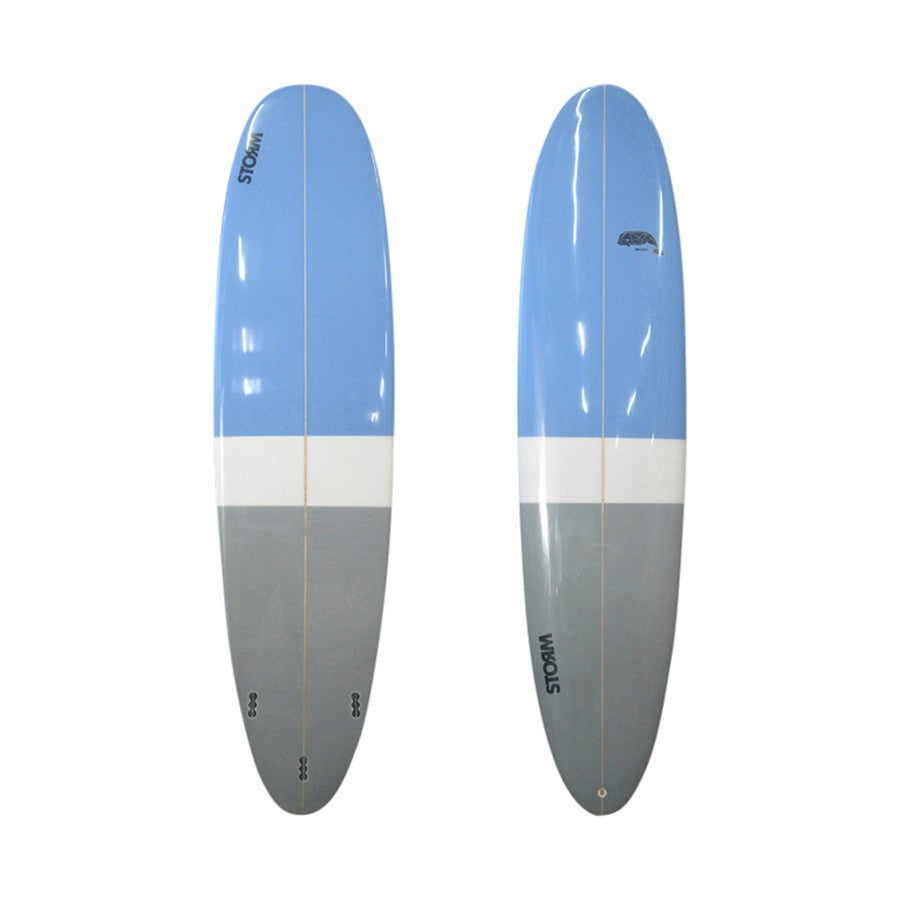 Tabla de surf STORM - Longboard - 7'4 - Beluga - Cola redonda - Azul / Gris