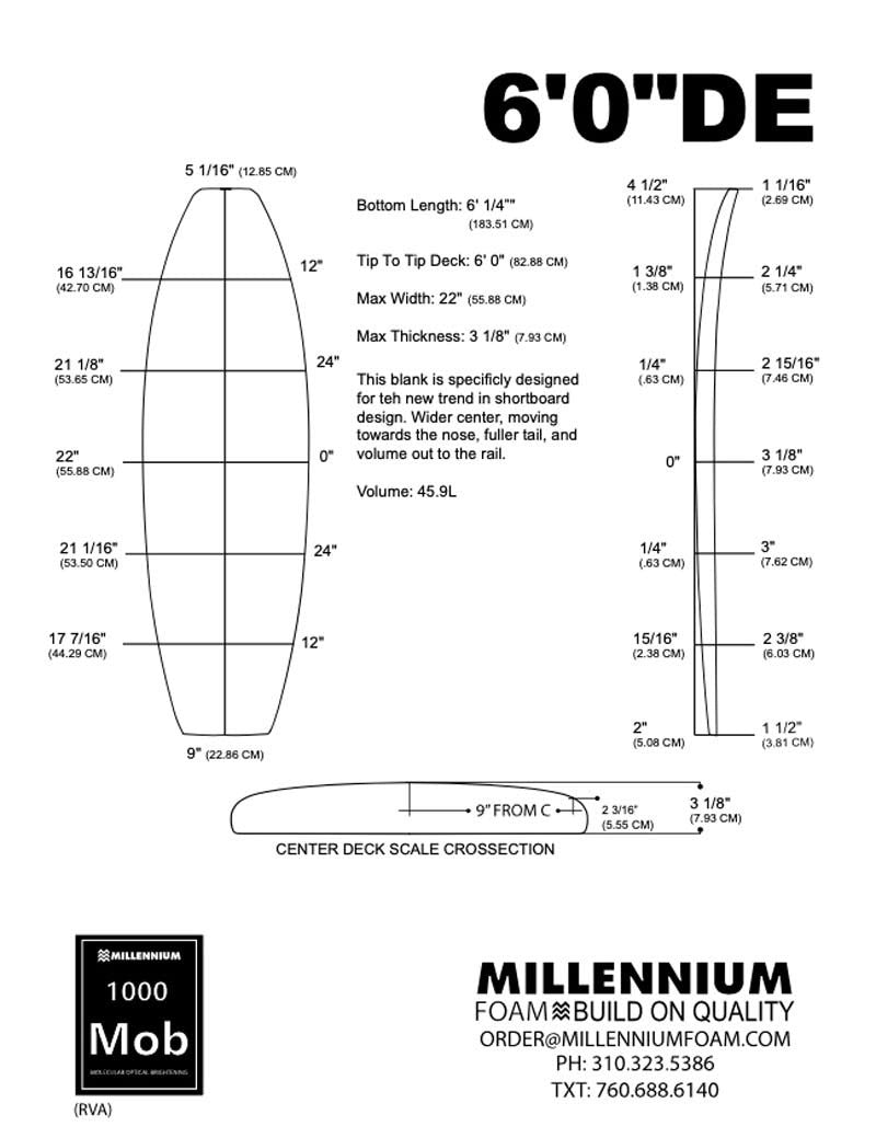 Barra de espuma MILLENNIUM 6'0 BLUE 1/8 BASS NATURAL ROCKER