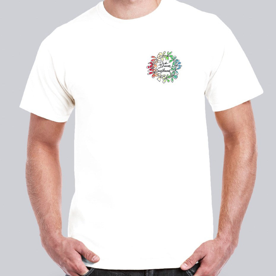 DICK BREWER - Multi Color Lei On White T-shirt