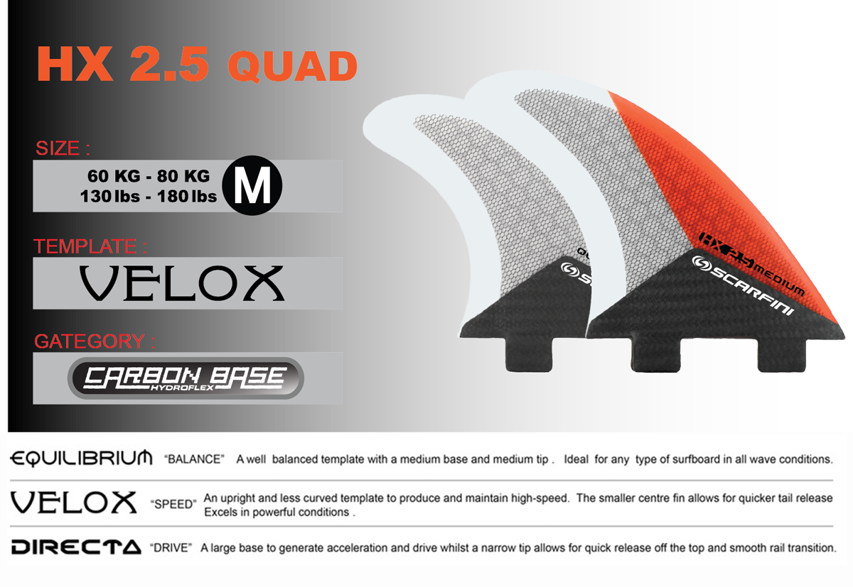 Set de 4 dérives SCARFINI HX2.5 Quad Carbon (taille M) (FCS)