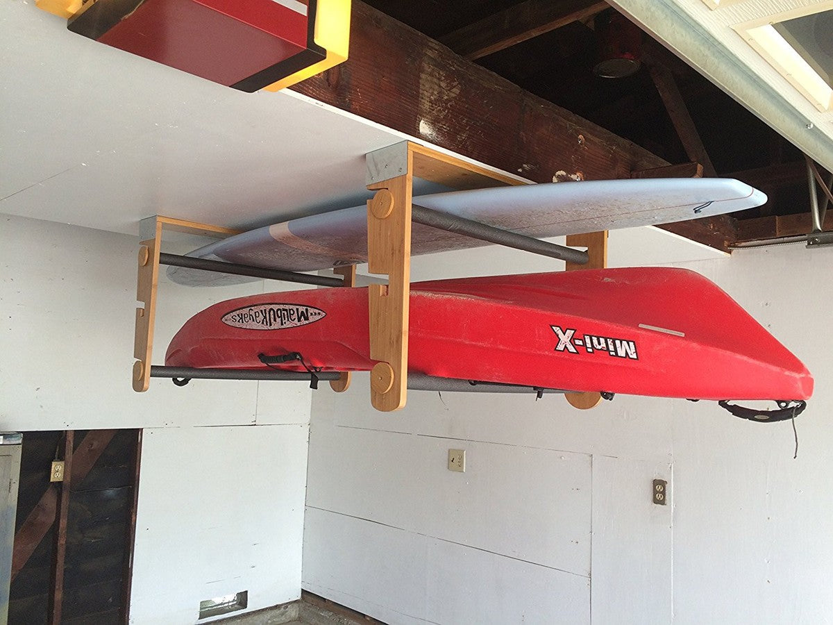 Support plafond modulable CORSURF - Roll Rack Wood Shortboards, Longboards, SUP